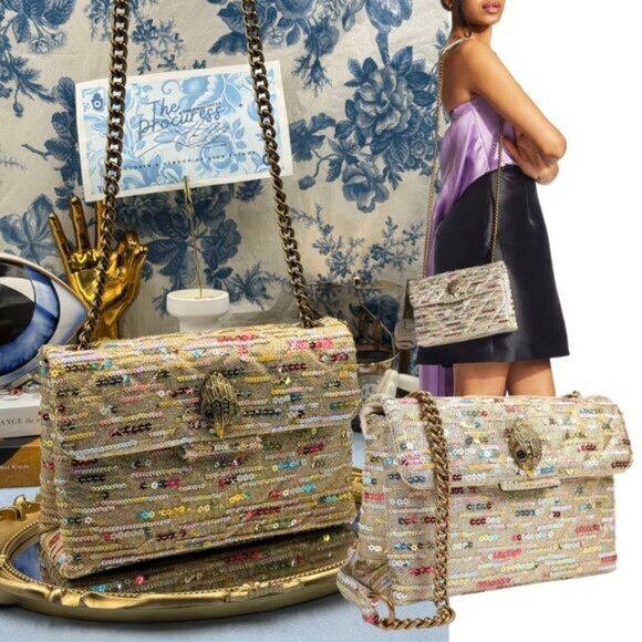 Kurt Geiger Handbags - 🆕 KURT GEIGER LONDON 🧿 NWOT Lurex Medium Kensington, Gold Rainbow Sequins